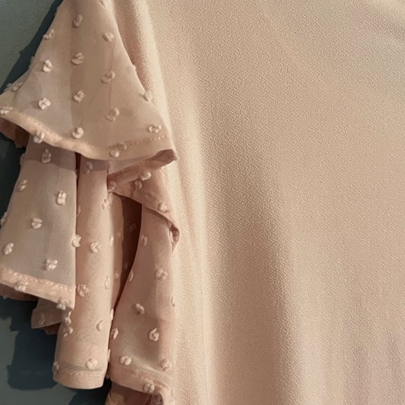 SELLING ADRIANNA PAPELL BLOUSE FOR WOMEN SIZE S COLOR CHAMPAGNE FLUTTER SLEEVE - Picture 3 of 8